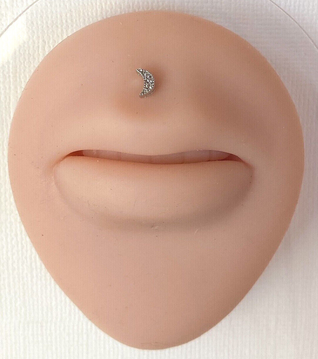 1pc CZ Crescent Moon 16g Internally Threaded 1/4" or 5/16" Steel Labret Monroe