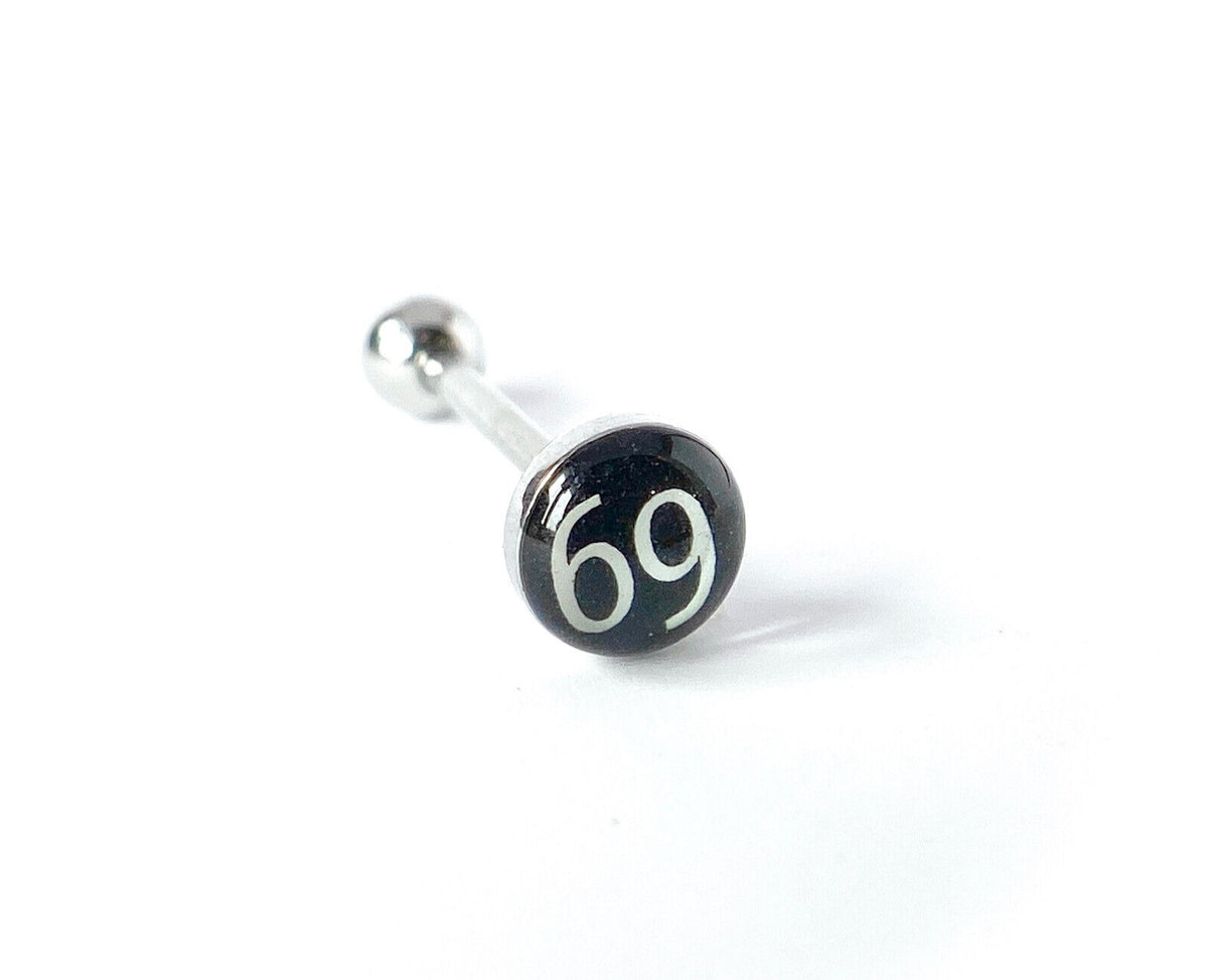 1pc Dome Logo Tongue Ring - choose from Adult Sayings, Sex, Bad Words +more! (Logo Style: 69)