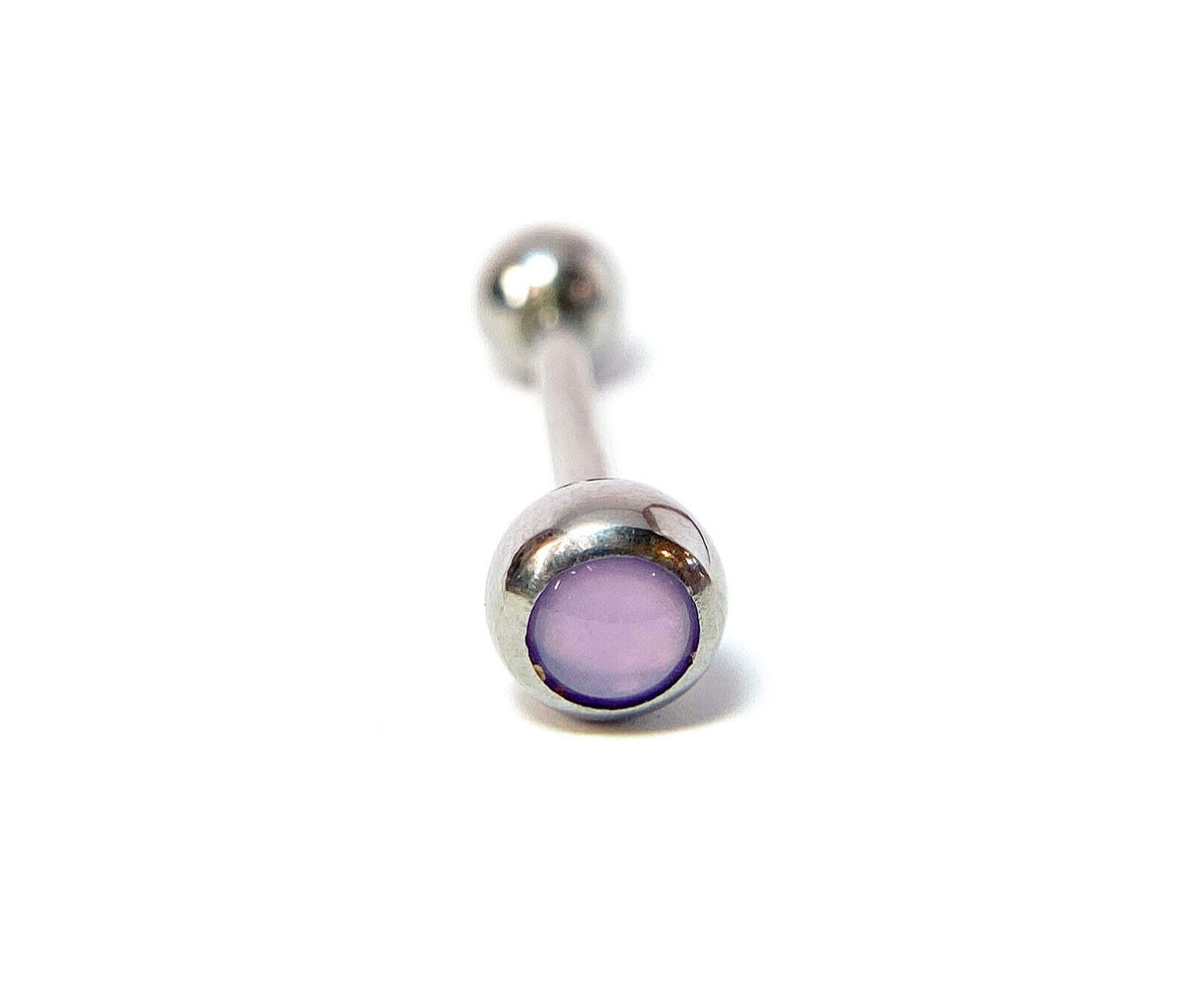 1pc Illuminating Stone Gem Tongue Ring Barbells Tounge Piercing Body Jewelry (Color: Purple)
