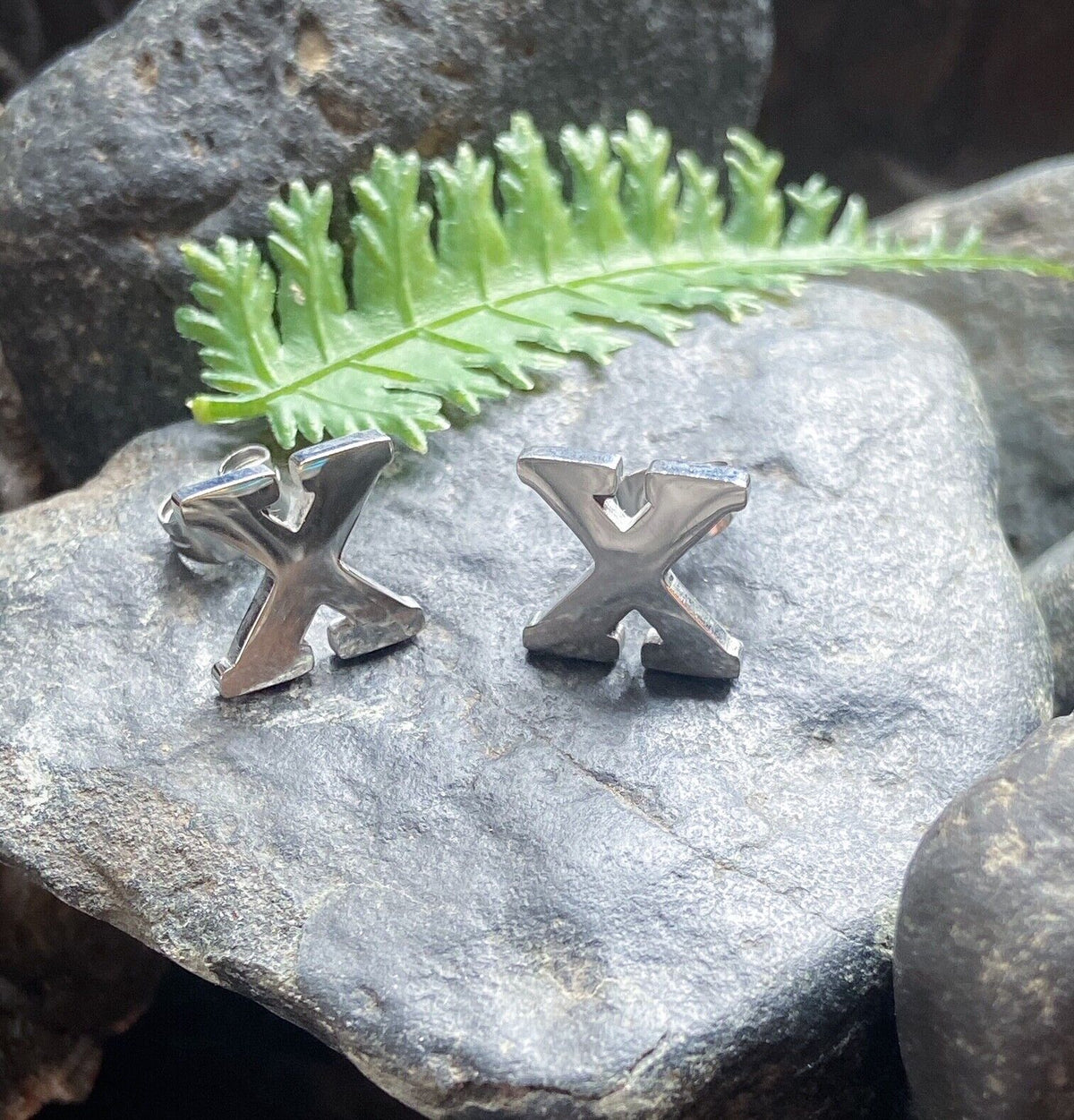 PAIR of 316L Stainless Steel Initial / Alphabet 20g Earrings - A to Z available! (Letter: X)