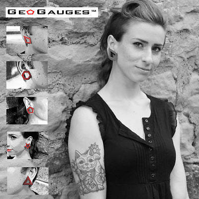 5 Pair Set of GeoGauges Brand Silicone Tunnels Ear Plugs Gauges Body Jewelry