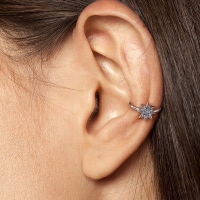 1pc CZ Paved Starburst Hoop Nose / Cartilage Ring Rook Daith Helix Tragus