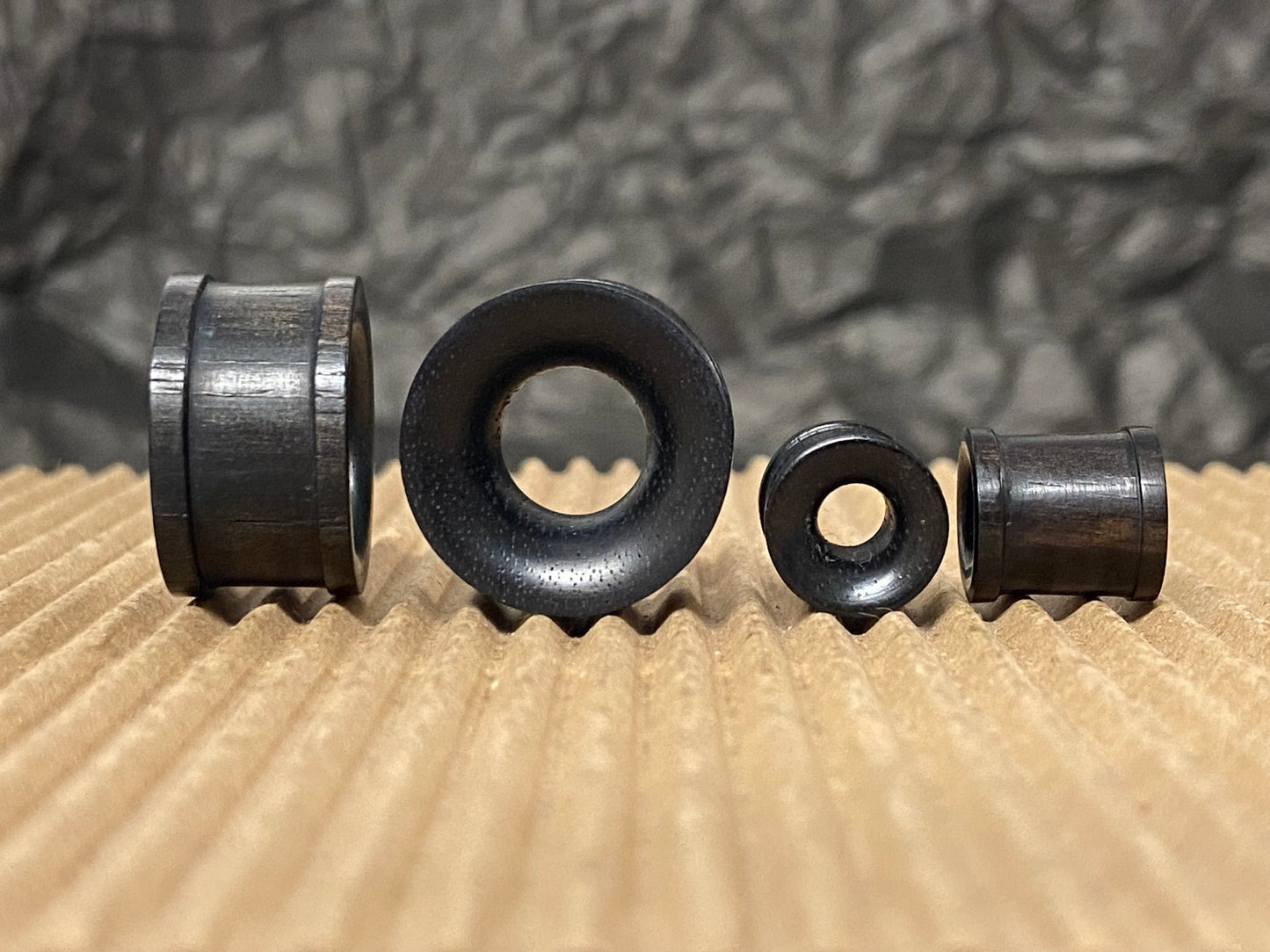 PAIR Black Areng Wood Organic Spool Style Tunnels Body Jewelry Plugs