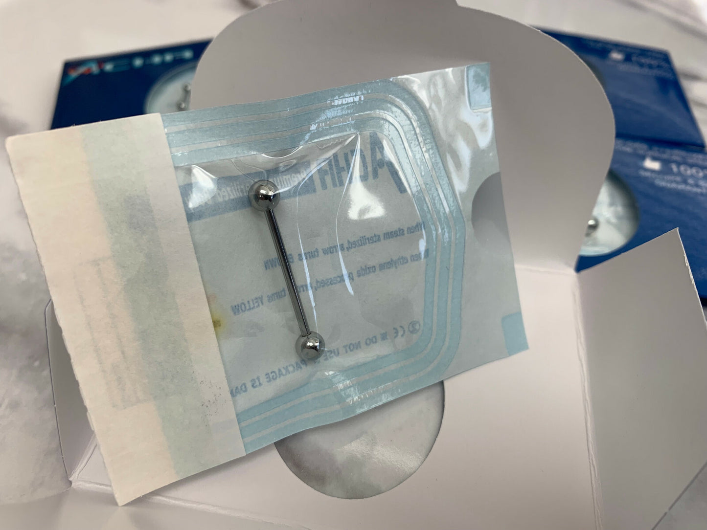 1pc Pre-Sterile Straight Barbell Tongue, Tragus, Nipple Ring 316L Surgical Steel