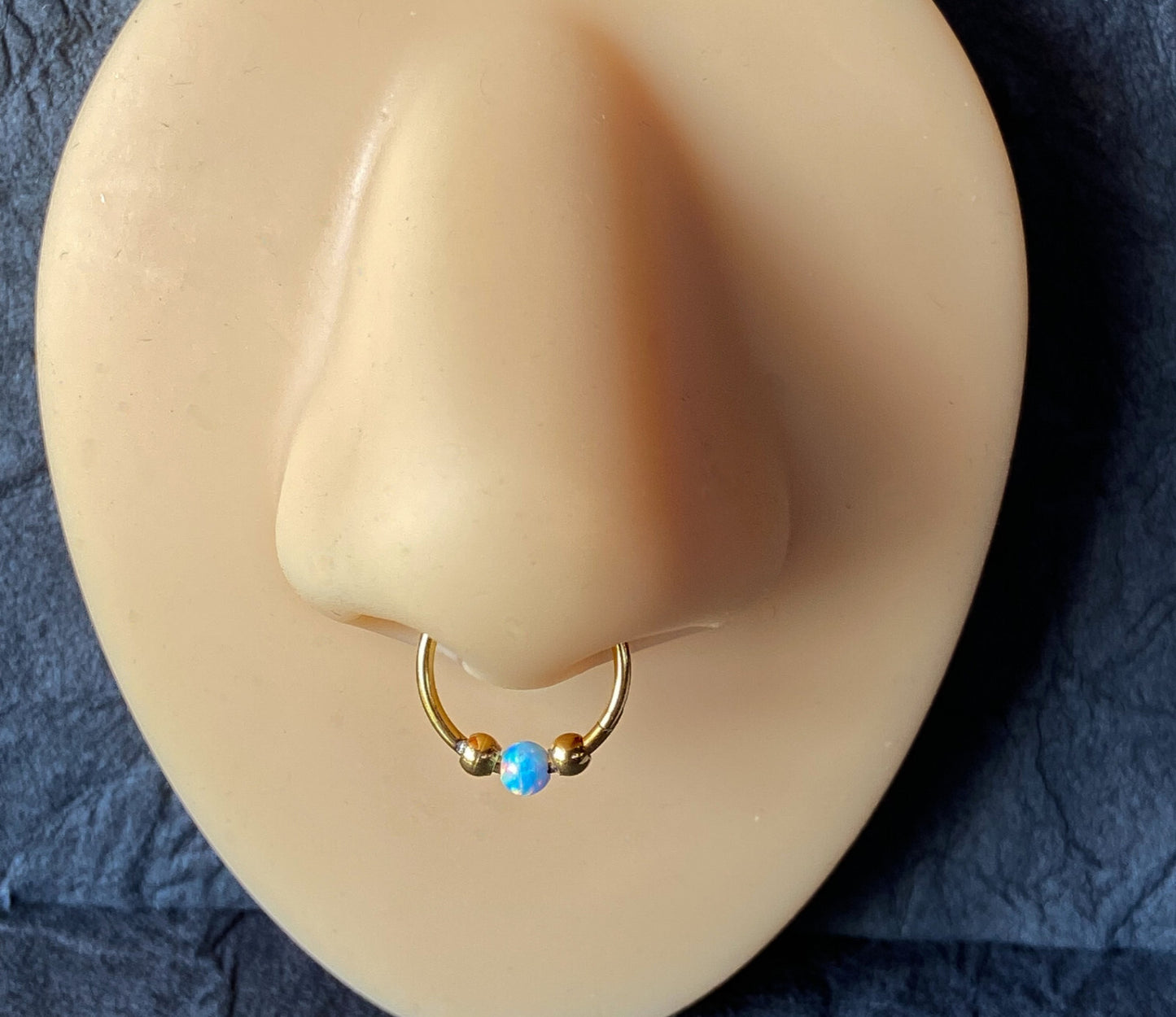 1pc Opal Ball Hinged Segment Ring Helix Septum Clicker Body Jewelry