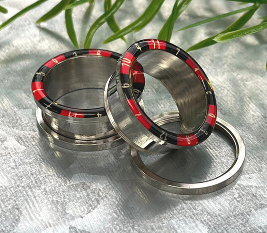 PAIR Roulette Wheel Rim 316L Surgical Steel Tunnels Vegas Gambling Plugs Gauges