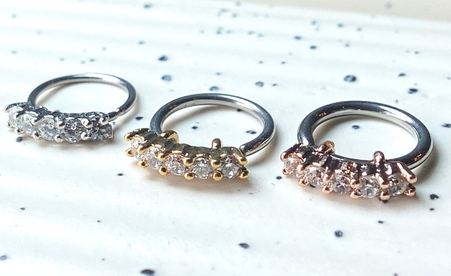 1pc Five Gem Bendable Nose, Cartilage, Helix Hoop Ring Rook Daith Helix Tragus