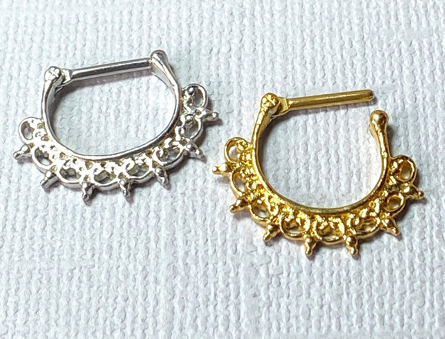 1pc 100% SURGICAL STEEL Lace Tribal Fan Septum Ring Clicker Pierced Nose 16g