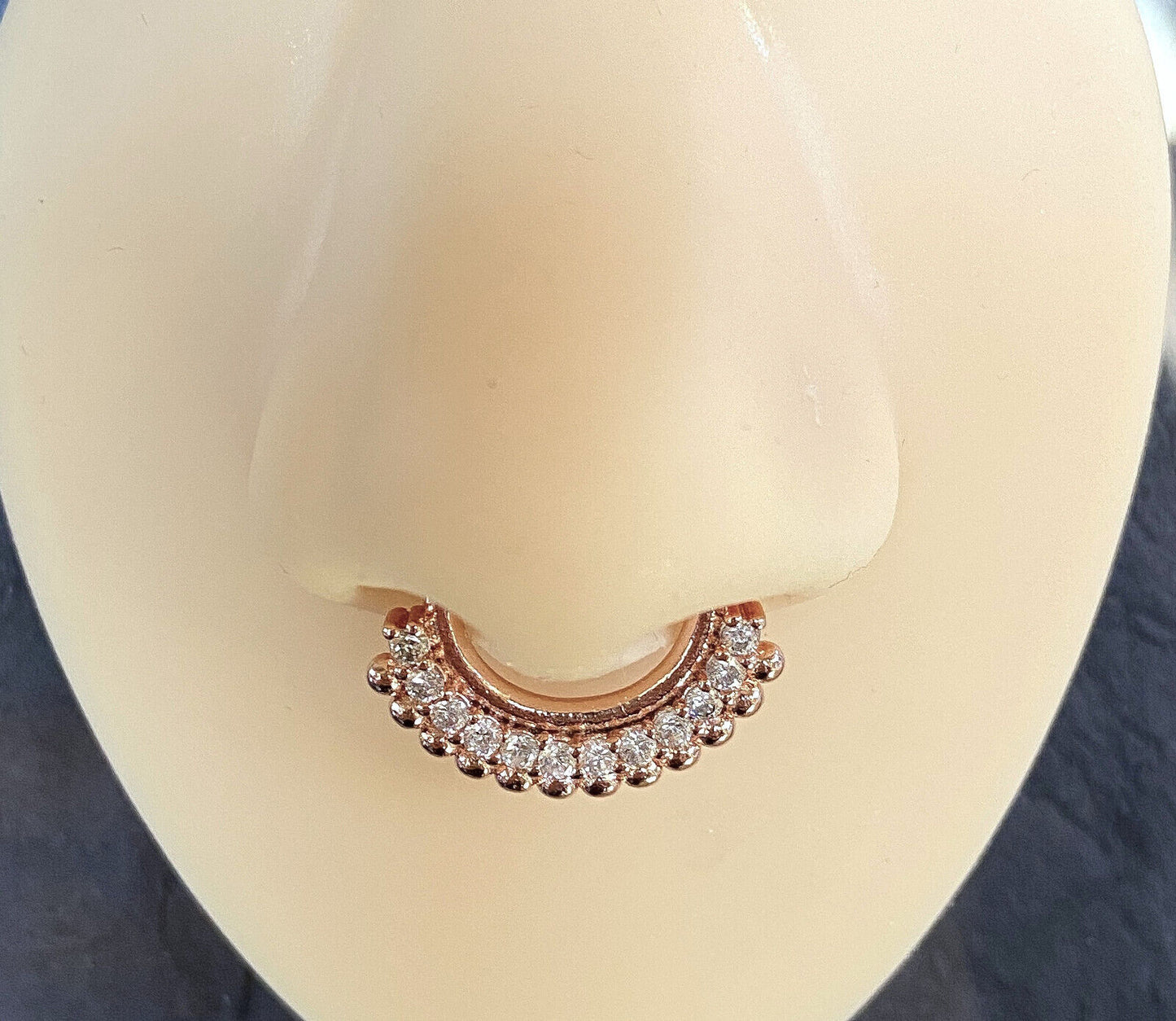 1pc Non-Piercing Paved Gem Fan Septum Hanger Clip-On Fake Nose Ring Body Jewelry