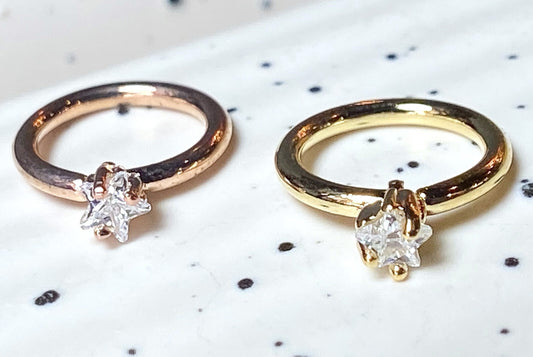 1pc Bendable Hoop Ring With Prong Set CZ Star Gem Annealed 316L Surgical Steel