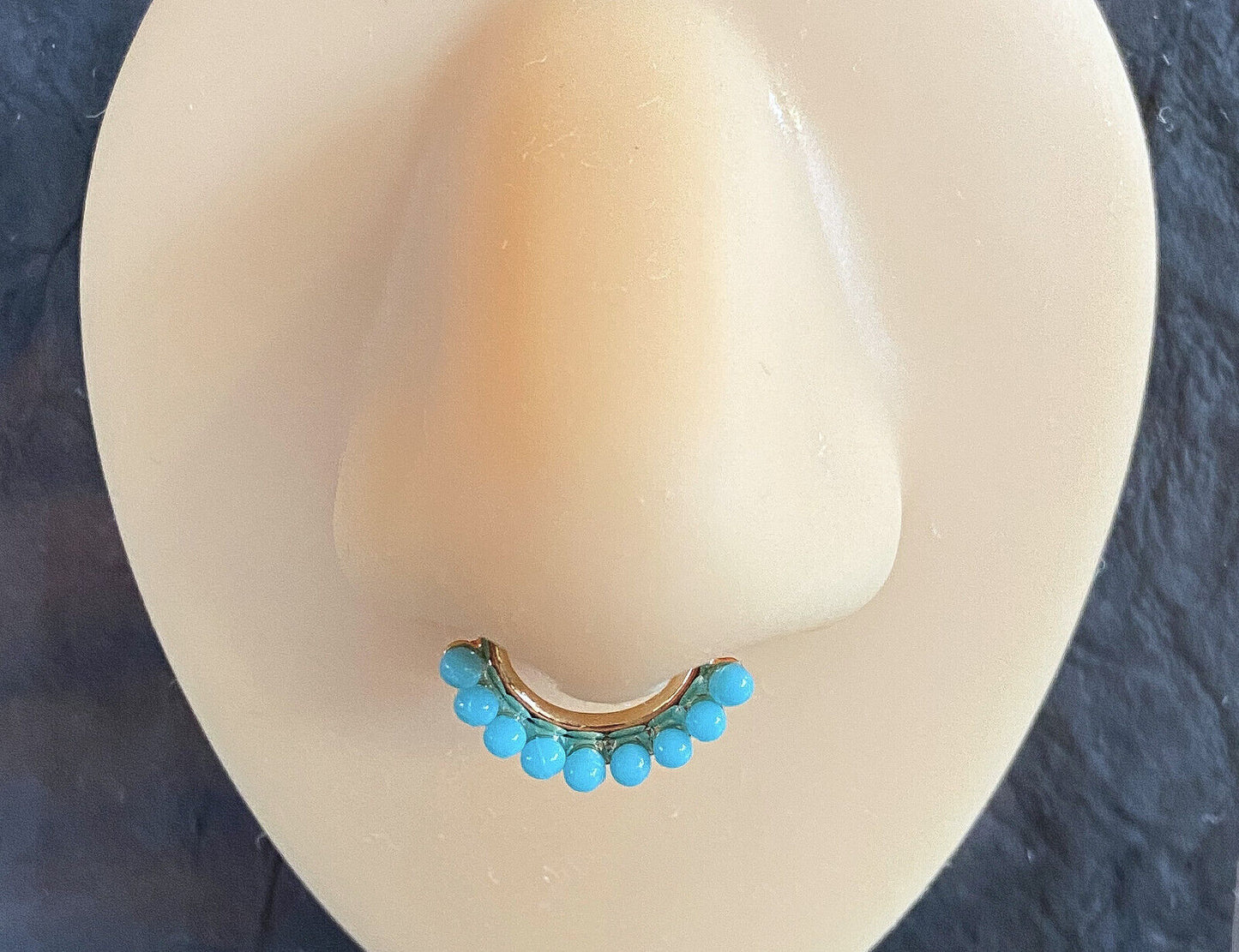 1pc Non-Piercing Turquoise Bead Septum Hanger Clip-On Nose Ring Body Jewelry