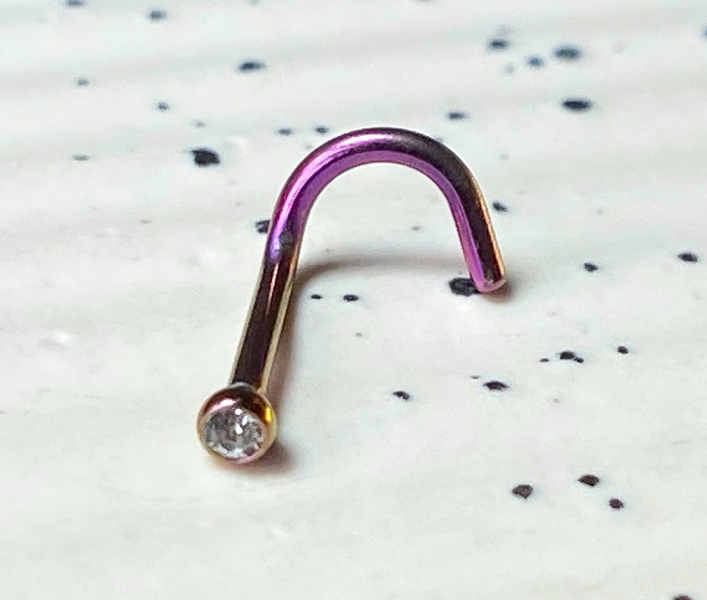 1pc Press-Fit Clear Gem Titanium Plated 316L Surgical Steel Nose Screw Ring