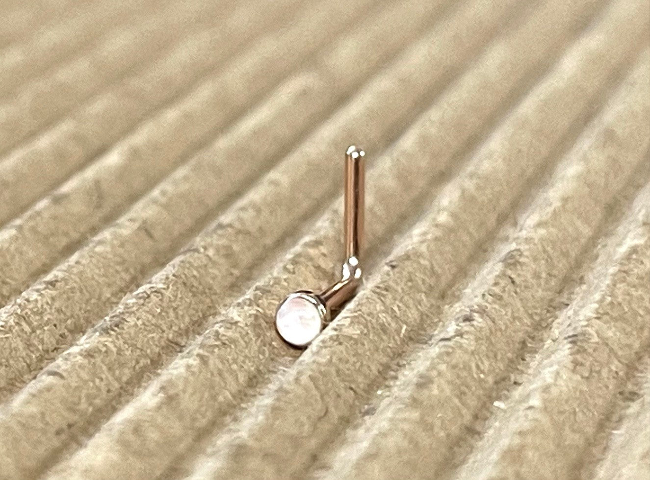 1pc Opal Sparkle L-Bend Rose Gold Plated Nose Ring 316L Steel Body Jewelry