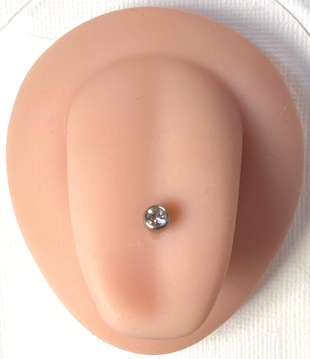 Clear Gem Internally Threaded 14g or 16g Barbell Tongue, Tragus, Nipple Ring