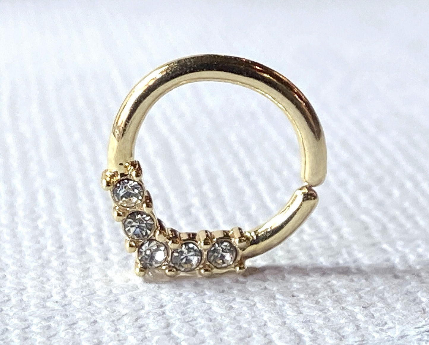 1pc V-Shaped CZ Gems Bendable Hoop Ring Septum Daith Rook Tragus Ear Cartilage