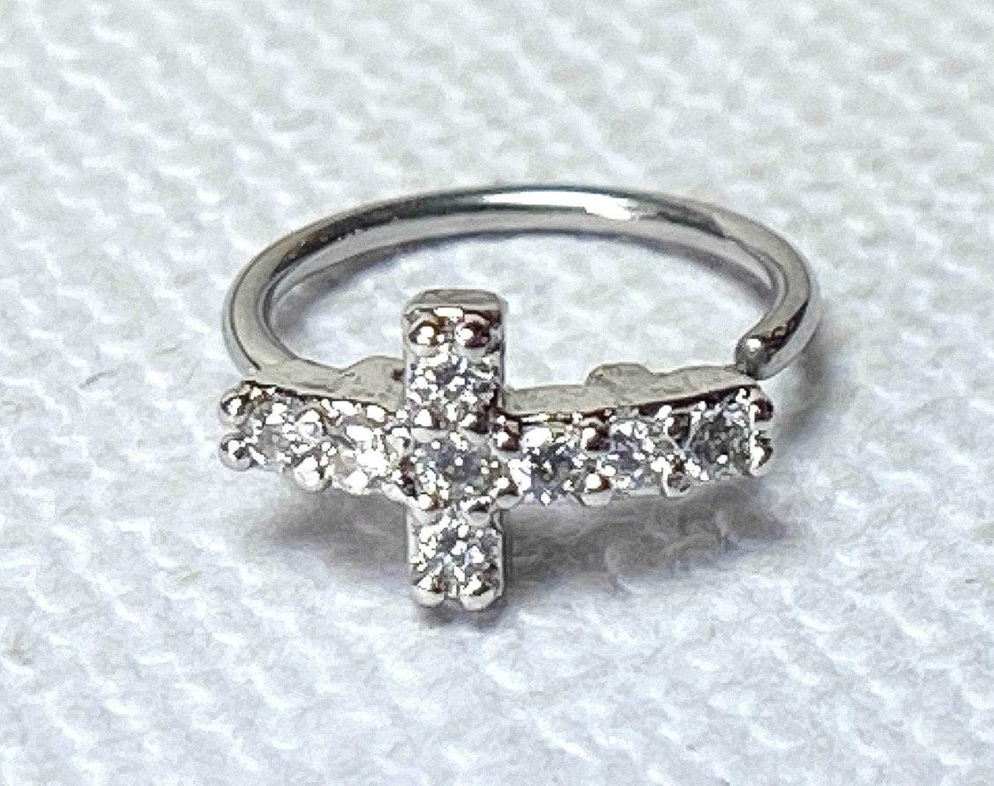 1pc Bendable Nose Hoop / Cartilage Ring CZ Gem Paved Cross for Rook, Daith
