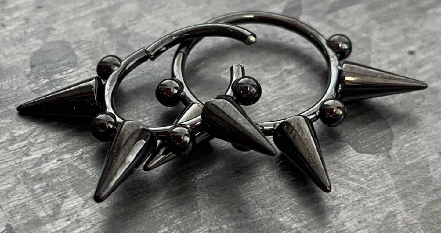 1pc Hinged Segment Ring Septum Clicker Spikes & Balls Helix Cartilage 16g or 18g