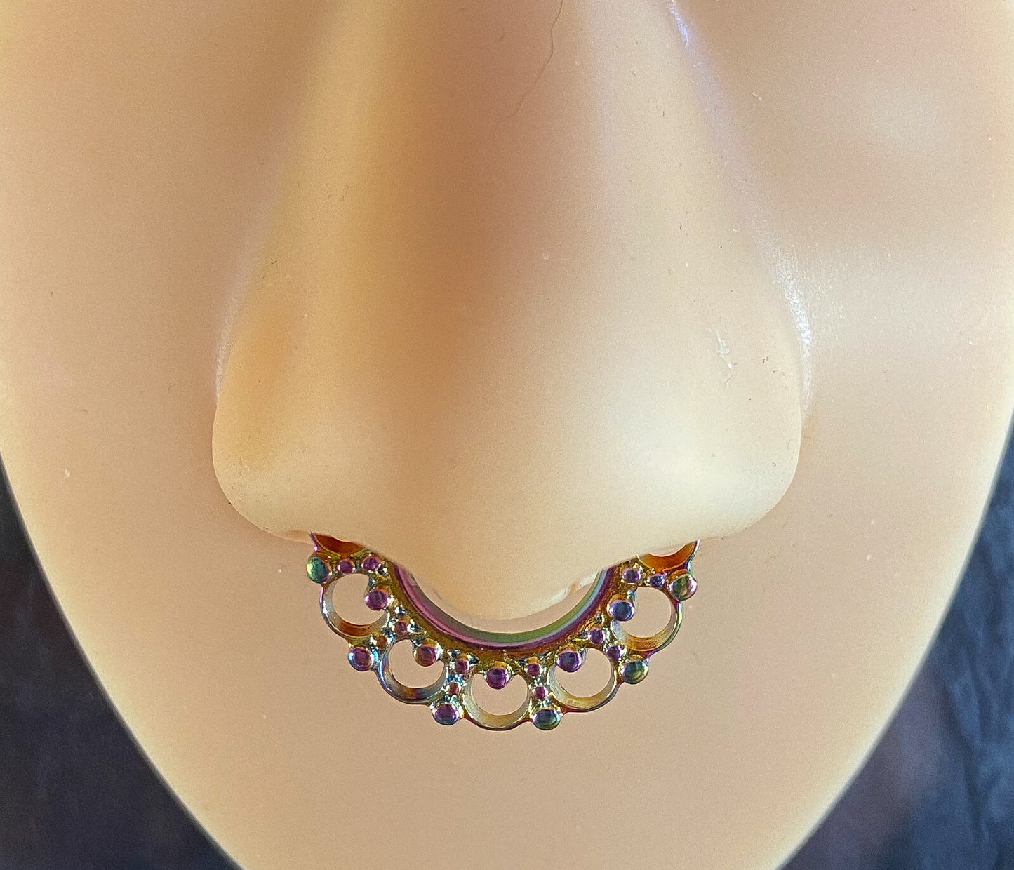 1pc 100% SURGICAL STEEL Non-Piercing Fake Septum Hanger Tribal Fan Clip-on