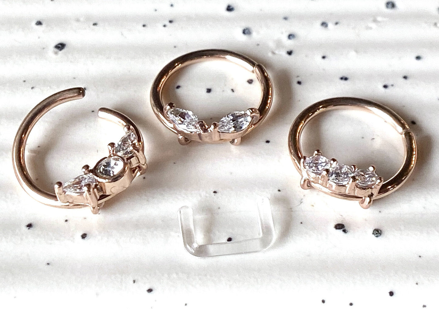 3pc Value Pack: 16g Bendable CZ Gem Septum / Cartilage Rings, w/free Retainer!