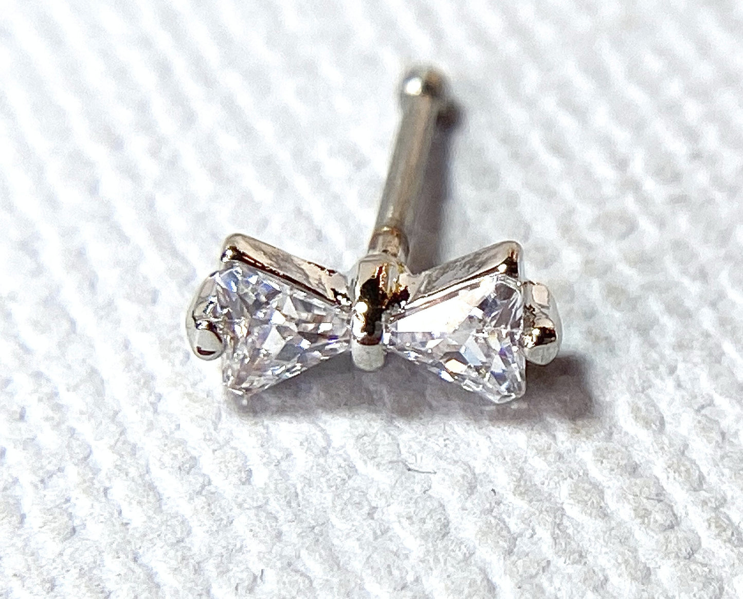 1pc CZ Ribbon 20g Nose Ring Stud Bone 316L Surgical Steel