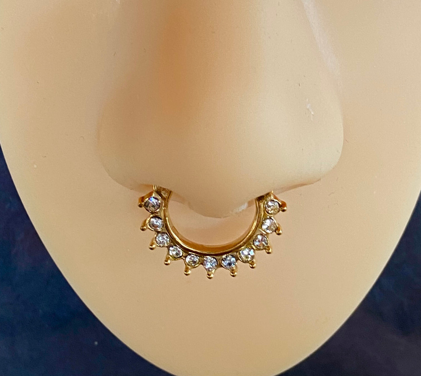 1pc 100% SURGICAL STEEL Crystal Paved Septum Clicker Pierced Nose Ring 14g 16g