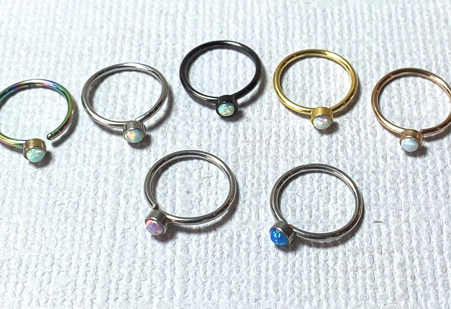 1pc Bendable Hoop Nose / Cartilage Ring w/ Set Opal Rook Daith Helix Tragus