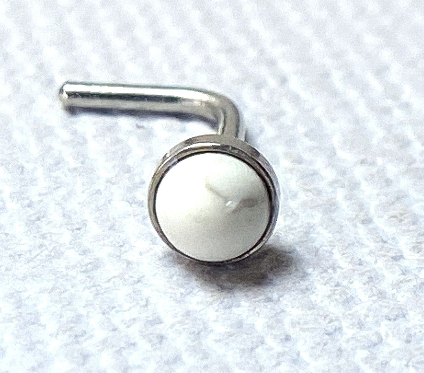 1pc Semi-Precious Stone Set 20g L-Bend Nose Ring Stud Screw 316L Surgical Steel