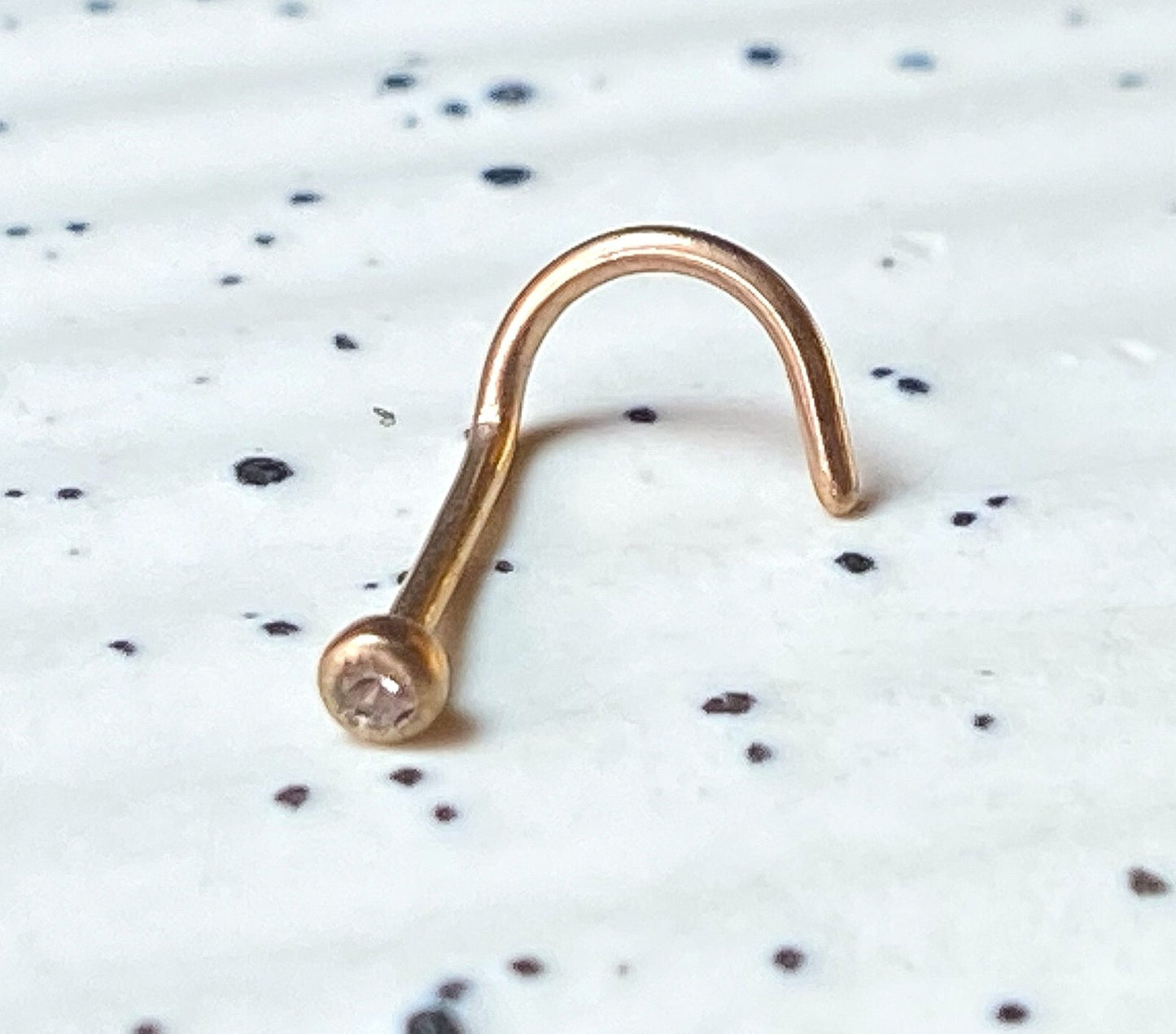 1pc Press-Fit Clear Gem Titanium Plated 316L Surgical Steel Nose Screw Ring