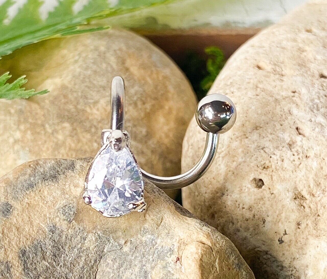 Teardrop Twist CZ Gem Belly Ring Navel Naval Clear, Pink, Purple