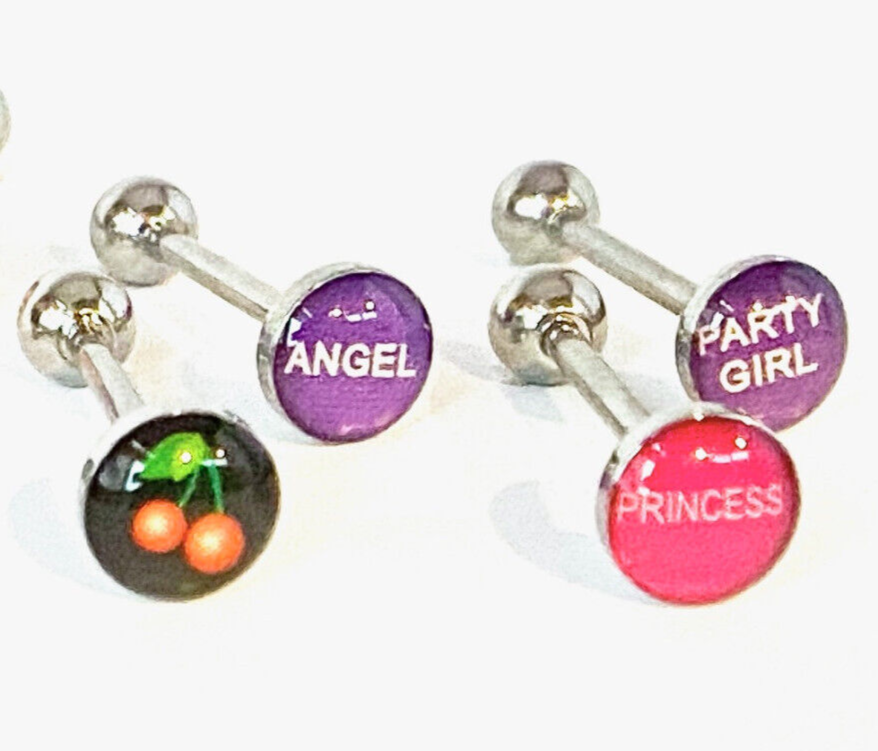 1pc Dome Logo Tongue Ring - choose from Adult Sayings, Sex, Bad Words +more!