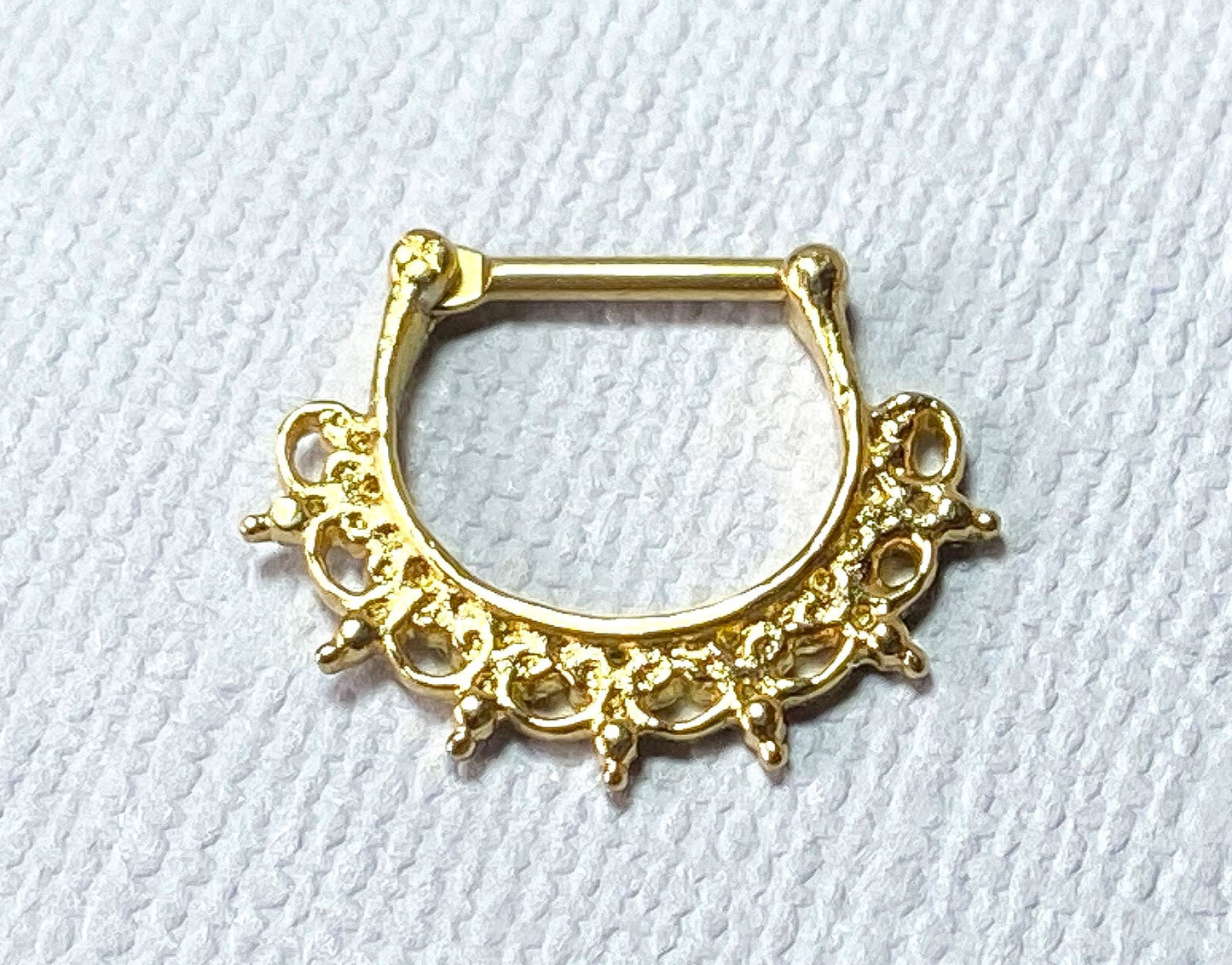 1pc 100% SURGICAL STEEL Lace Tribal Fan Septum Ring Clicker Pierced Nose 16g
