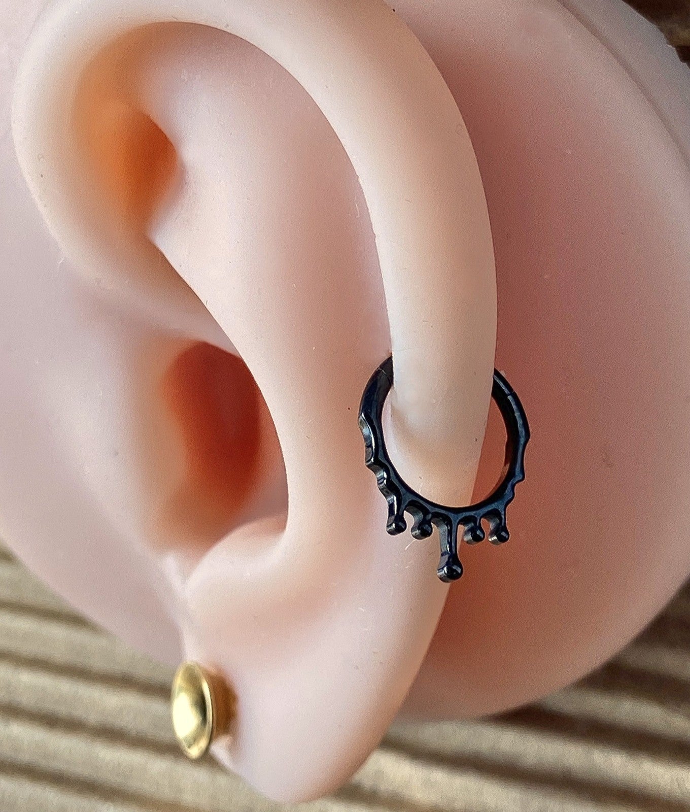 1pc Dripping Style Hinged Segment Ring Septum Clicker Hoop 316L Surgical Steel