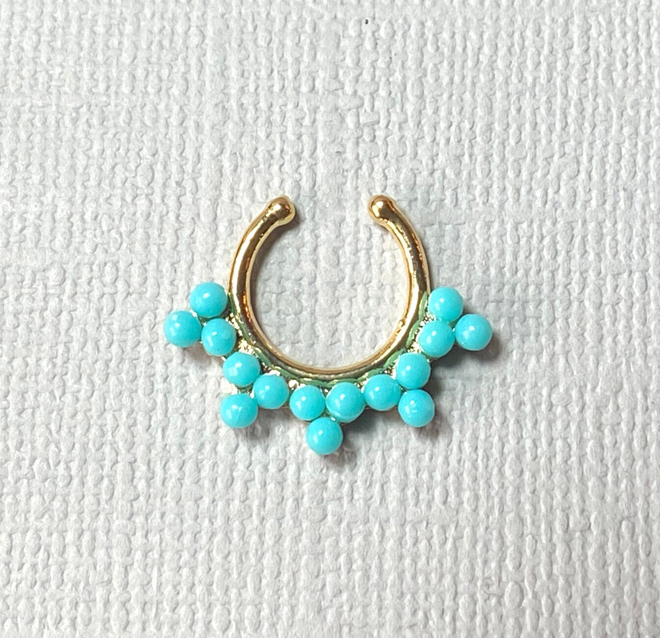 1pc Non-Piercing Turquoise Double Septum Hanger Clip-On Fake Nose Ring Jewelry