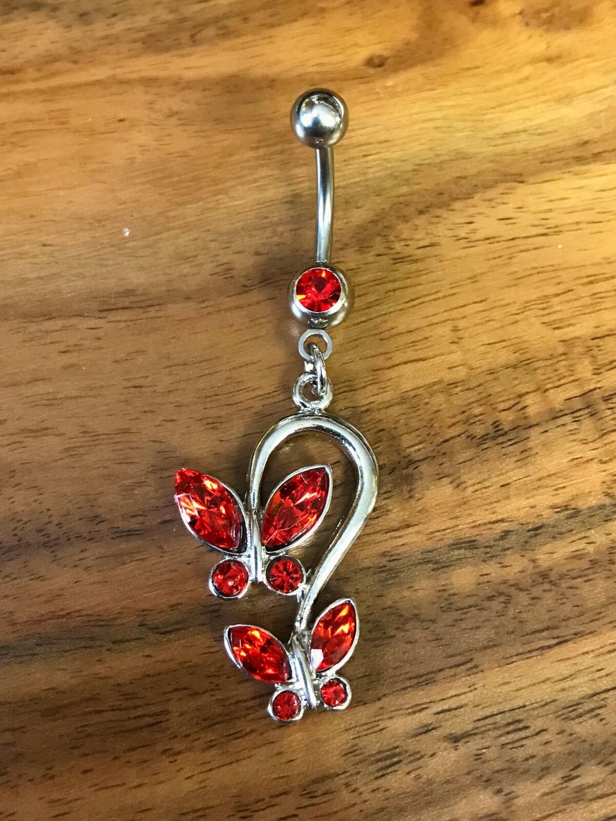 1pc Double Butterfly CZ Gems Dangle Belly Ring Navel Naval - choose your color
