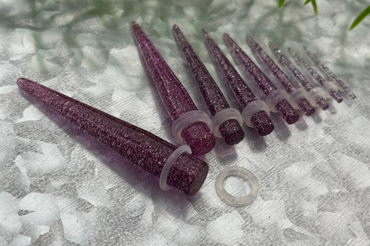 18pc Glitter Taper Expansion 14g thru 00g Plugs Gauges Expanders Stretching Kit
