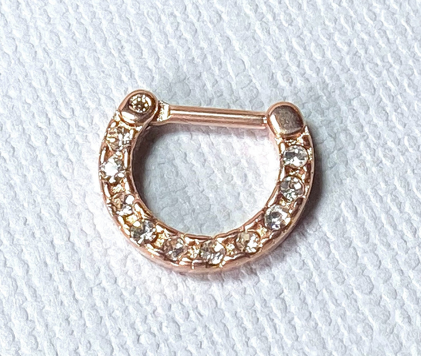 1pc 100% SURGICAL STEEL Crystal Gemmed Septum Clicker Nose Ring 16g 14g
