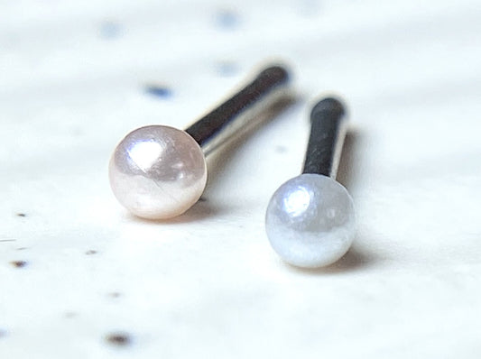 1pc Pearl Coated Ball 20g Nose Ring Stud 316L Surgical Steel