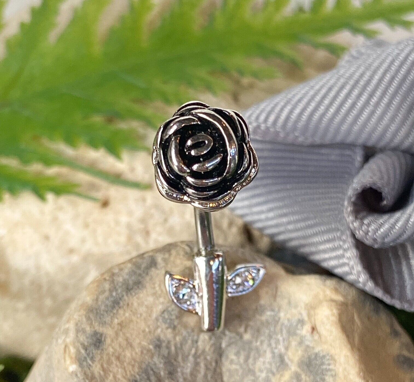 1pc Rose Stem 316L Surgical Steel Belly Pierced Navel Naval Ring