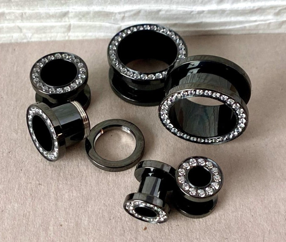 PAIR Solid Implant Grade Titanium Screw Fit CNC Gem Rim Tunnels Plugs Gauges