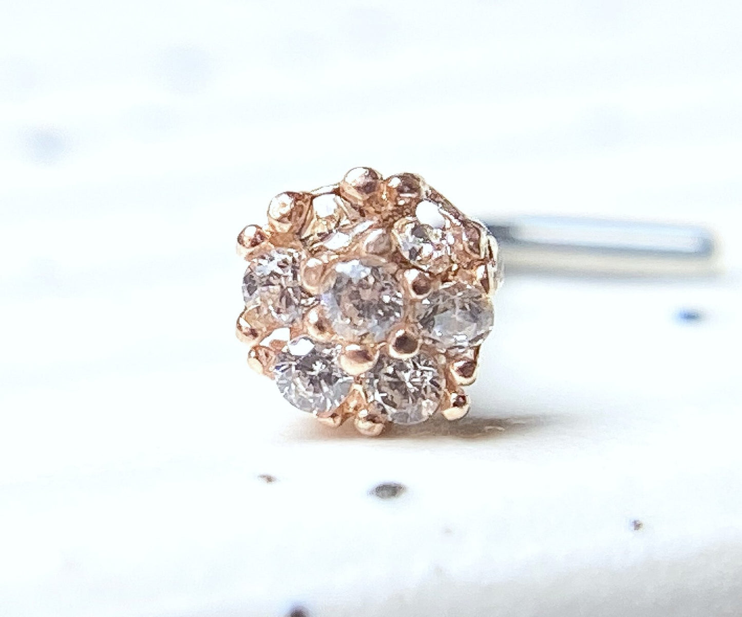 1pc CZ Gem Cluster Flower L-Bend 20g Nose Ring Stud Screw 316L Surgical Steel