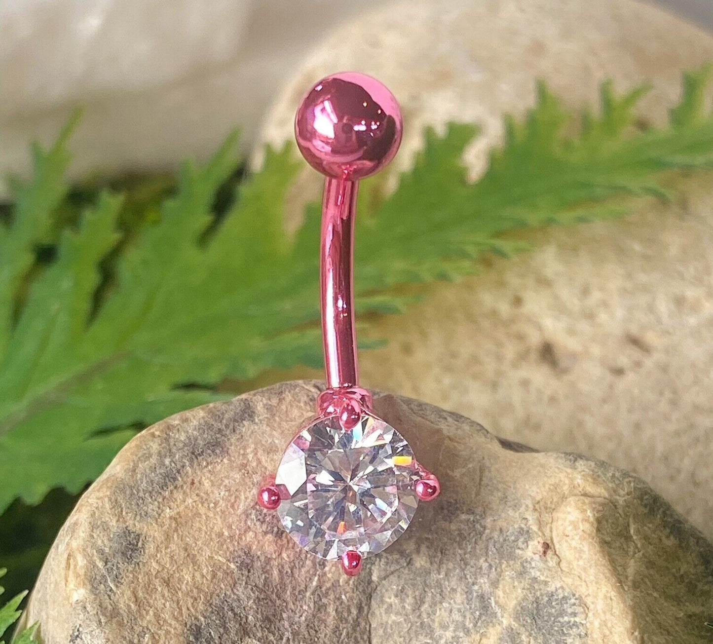 1pc Neon Titanium Plated Surgical Steel Solitaire Belly Ring Navel Naval