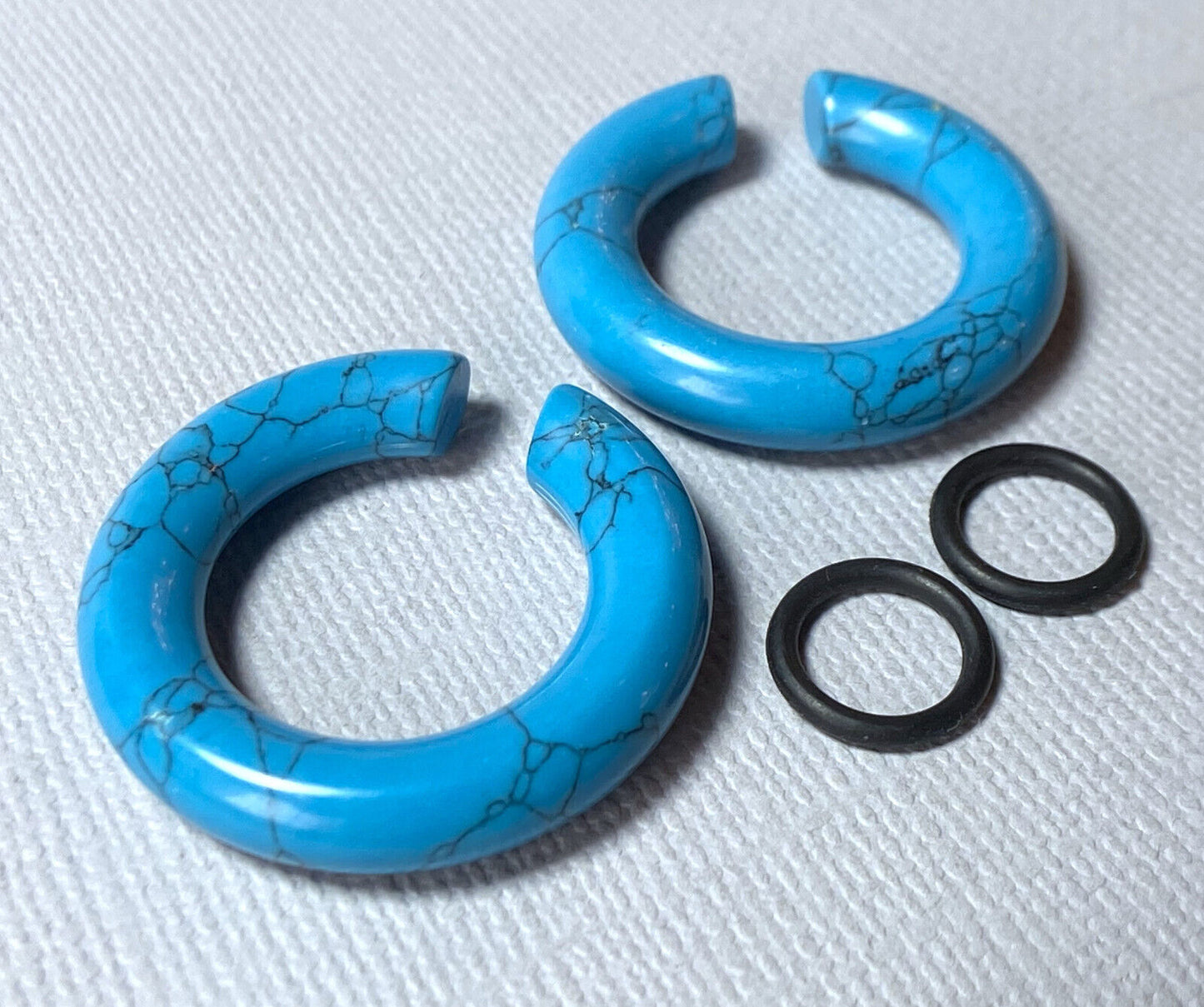 PAIR Turquoise Stone Hanger Ear Weight Plug Gauge Tunnel Organic Body Jewelry