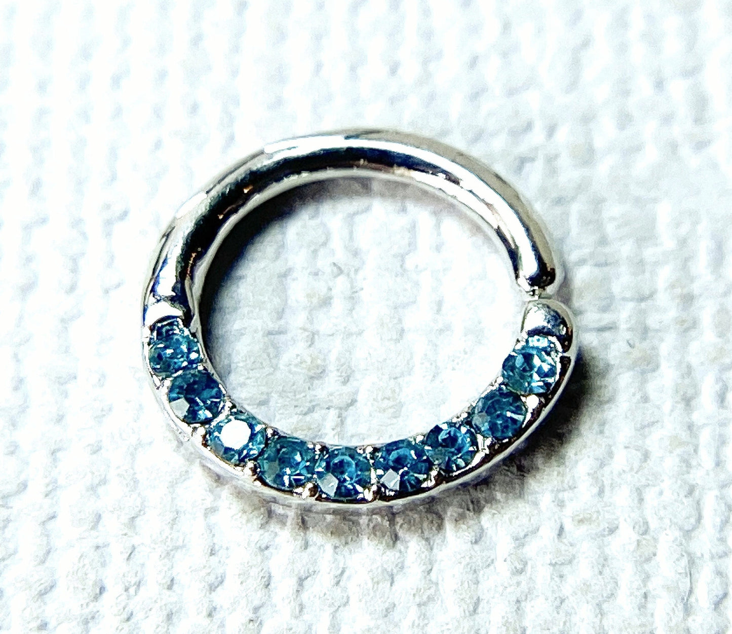 1pc Half Circle Lined Gems Hoop Ring Septum Daith Rook Tragus Ear Cartilage