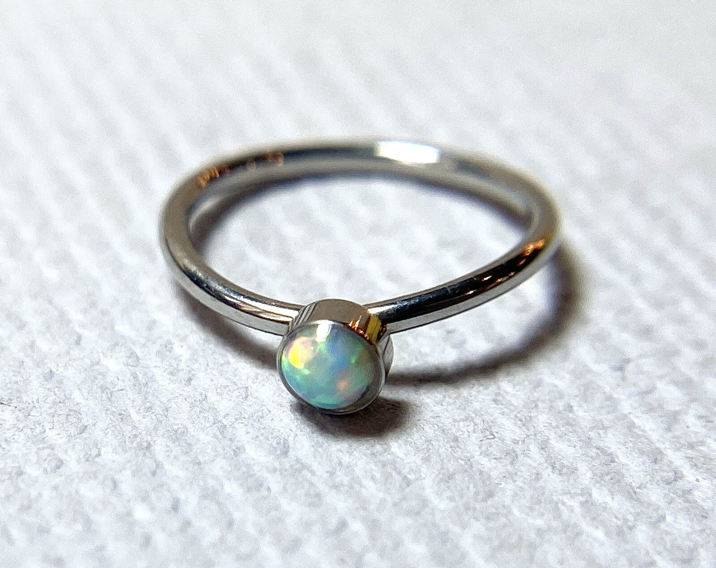 1pc Bendable Hoop Nose / Cartilage Ring w/ Set Opal Rook Daith Helix Tragus
