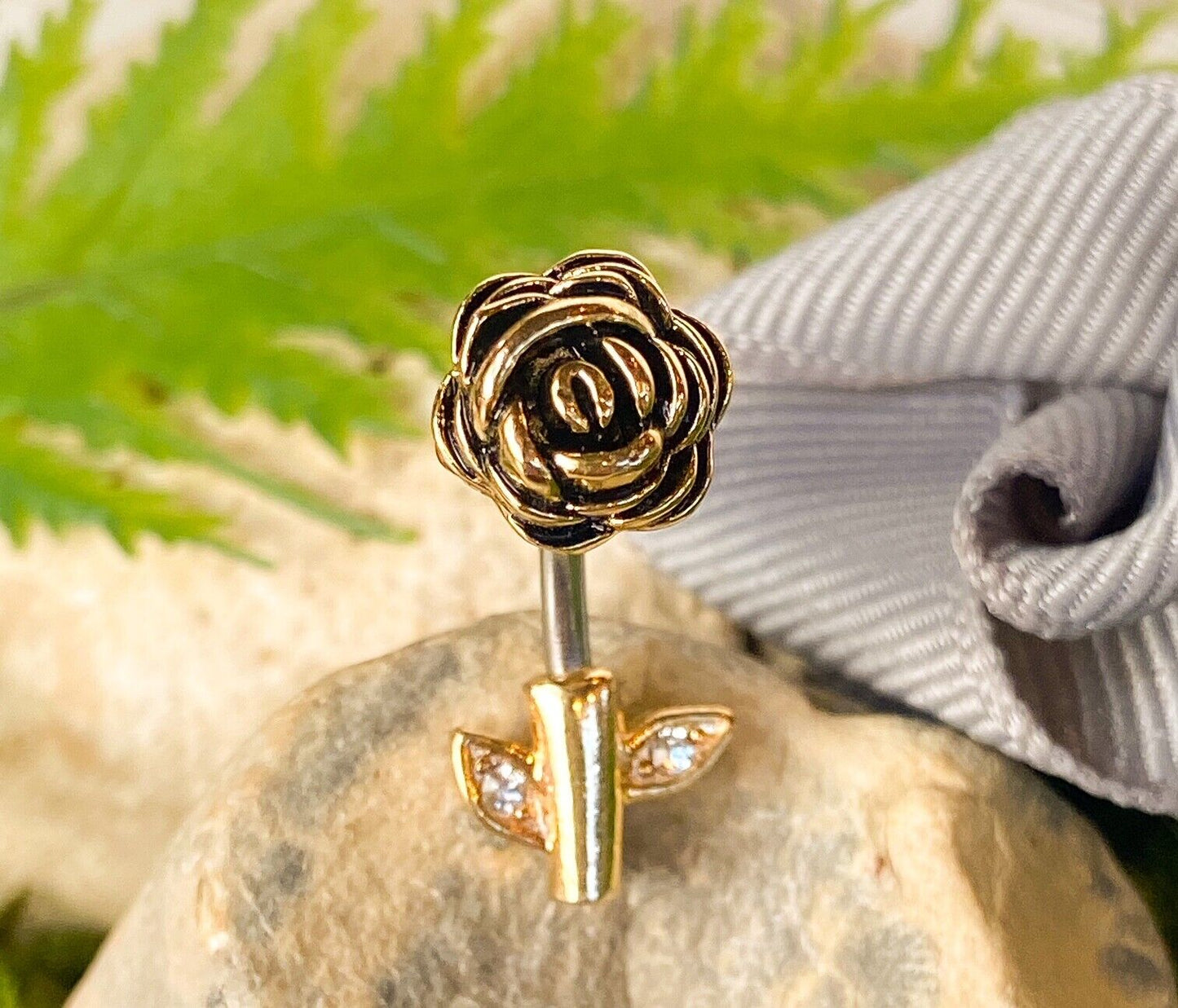 1pc Rose Stem 316L Surgical Steel Belly Pierced Navel Naval Ring