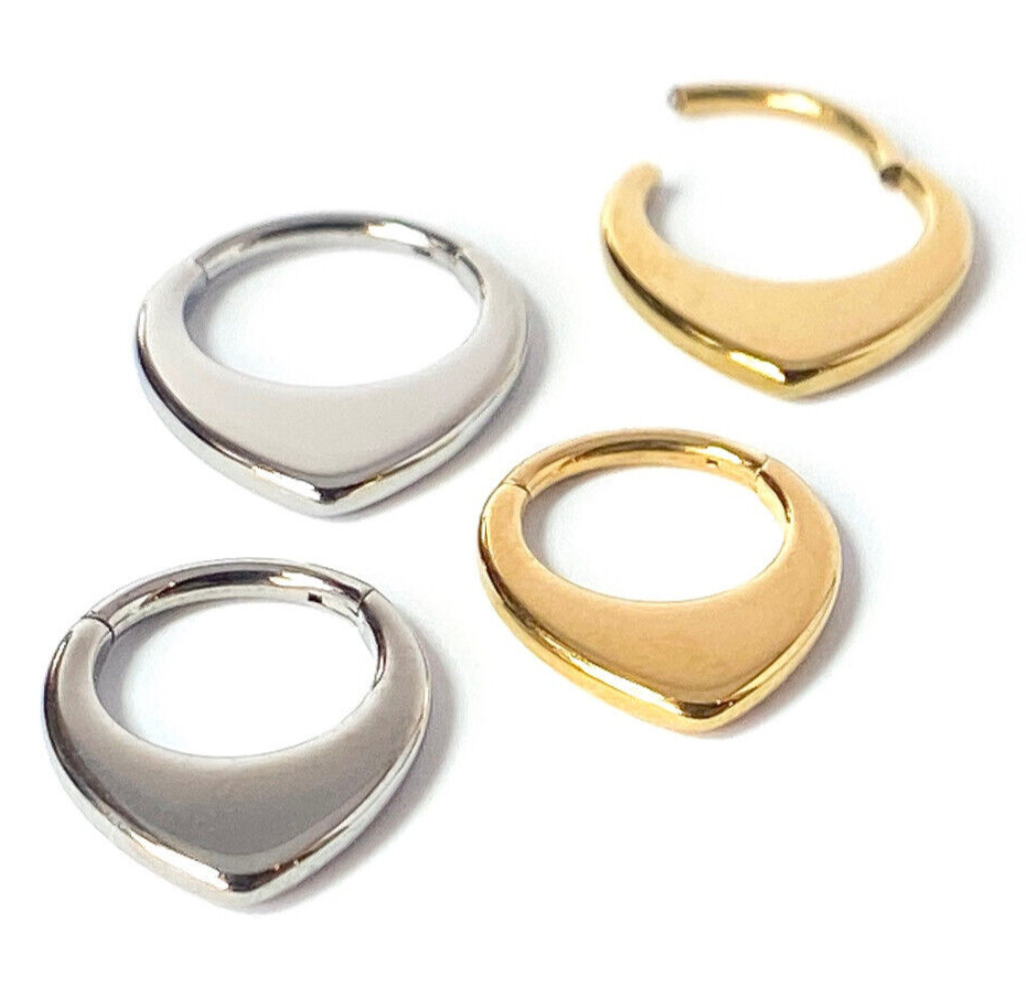 1pc Solid Titanium Flat Teardrop Hinged Segment Ring Septum Tear Drop Clicker