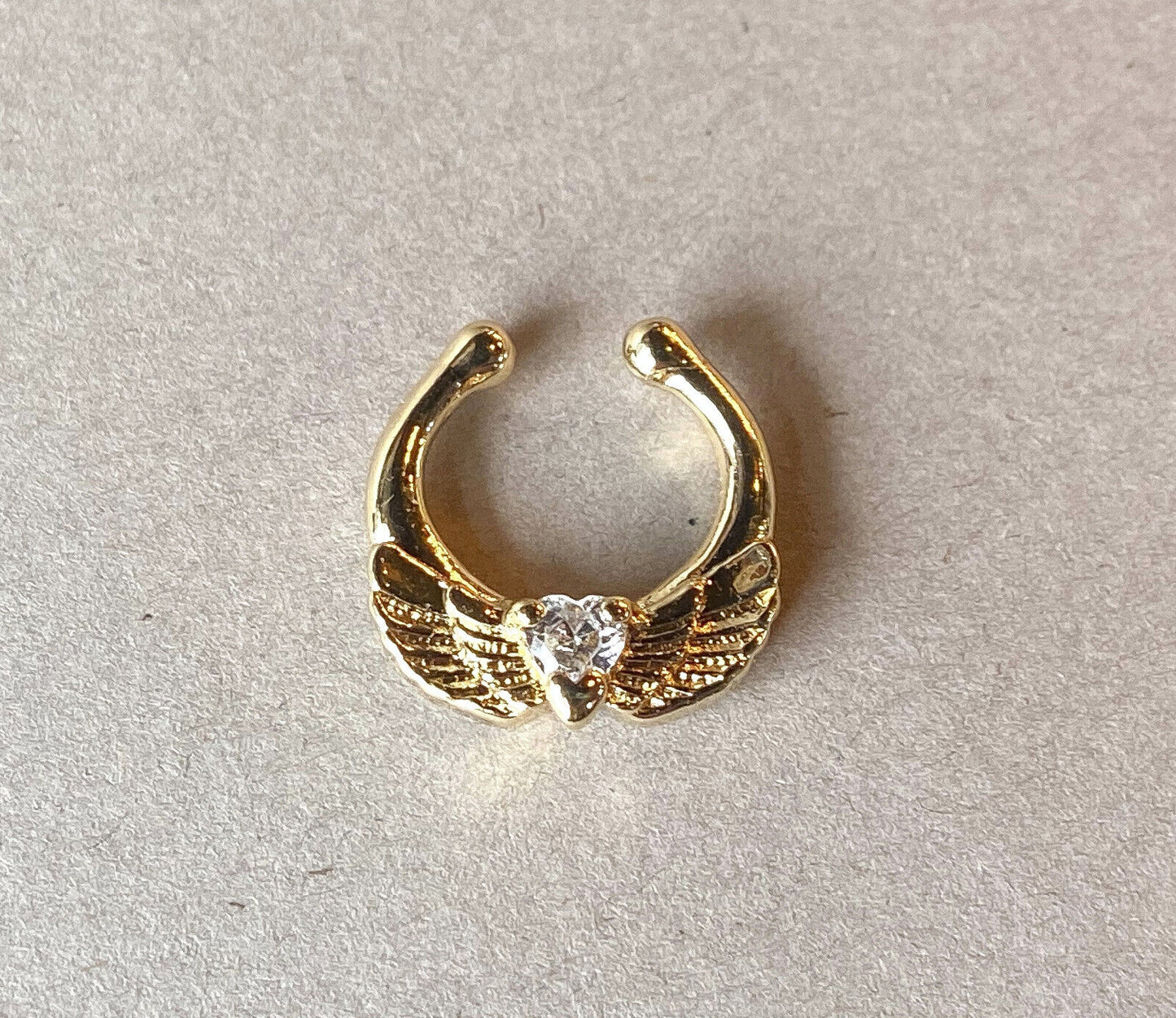 1pc Non-Piercing Angel Wings Septum Hanger Clip-On Fake Nose Ring Body Jewelry