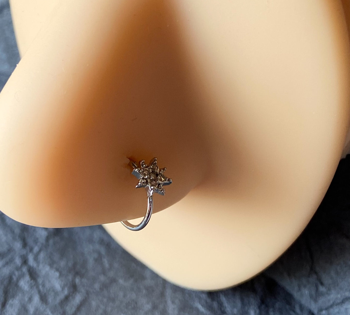 1pc CZ Paved Starburst Hoop Nose / Cartilage Ring Rook Daith Helix Tragus
