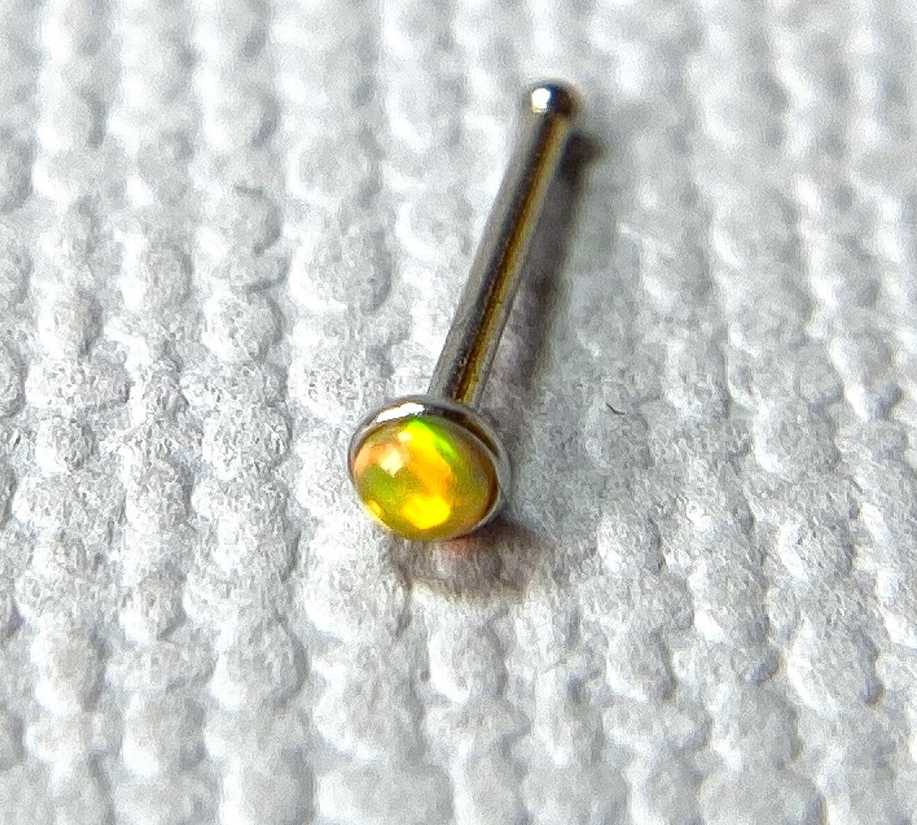 1pc Opal Set Nose Ring Stud Bone 316L Surgical Steel Body Jewelry