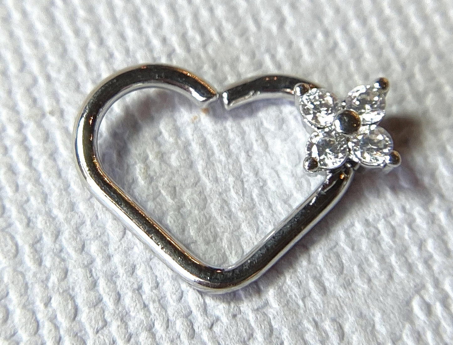 1pc Four CZ Gem Flower Bendable Heart Ear Cartilage Daith Hoop Ring